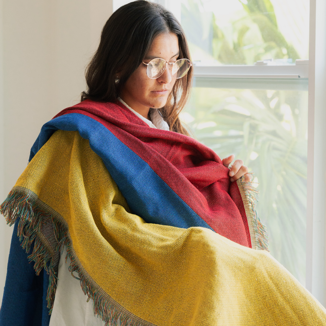 Colombia Flag Woven Throw Blanket