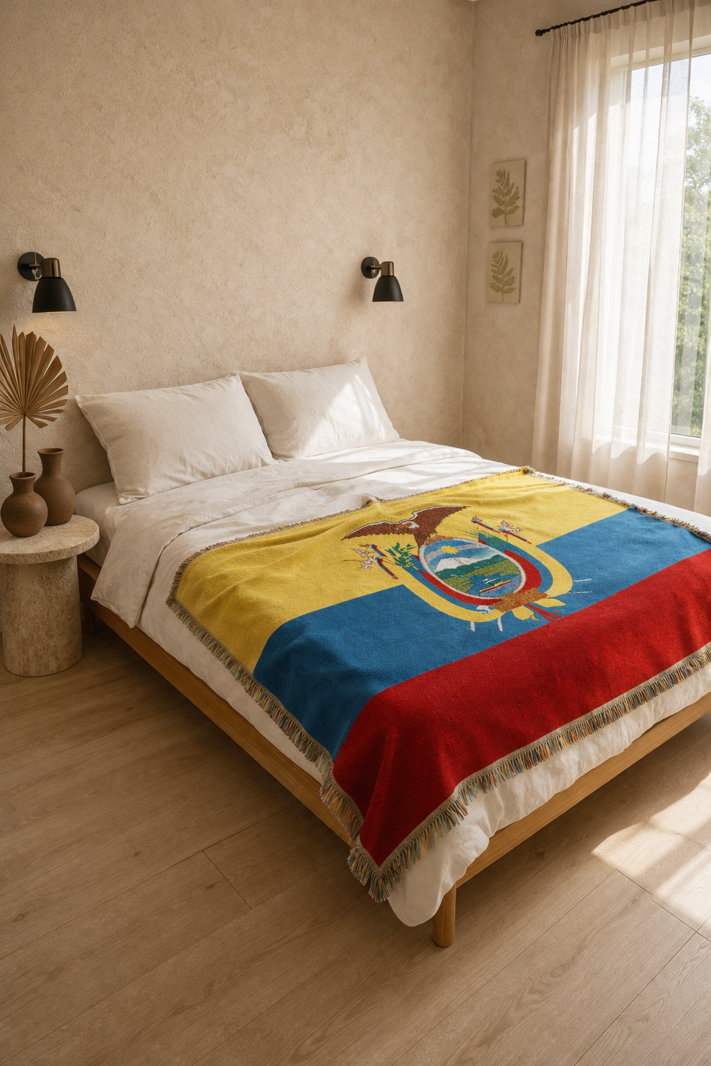 Ecuador Flag Woven Throw Blanket