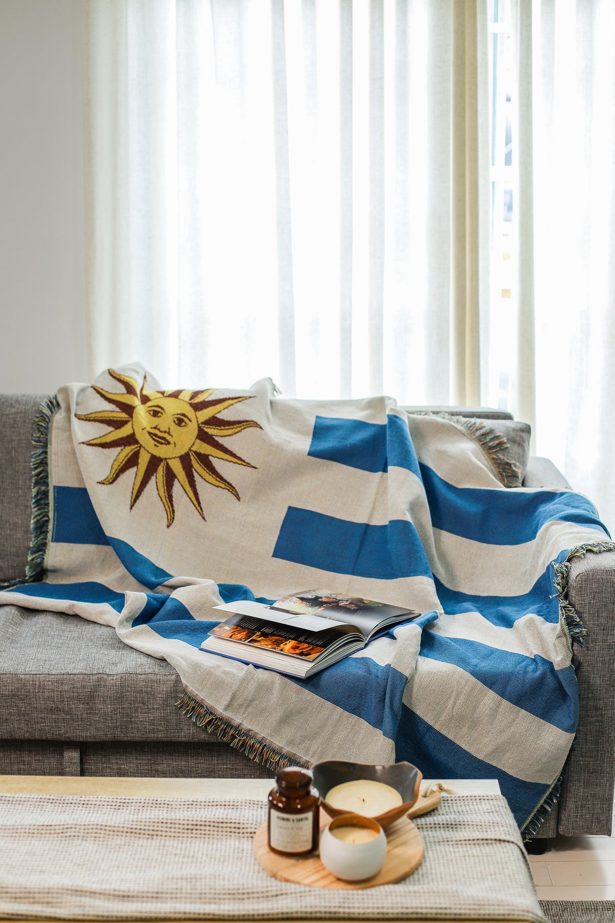 Uruguay Flag Woven Throw Blanket