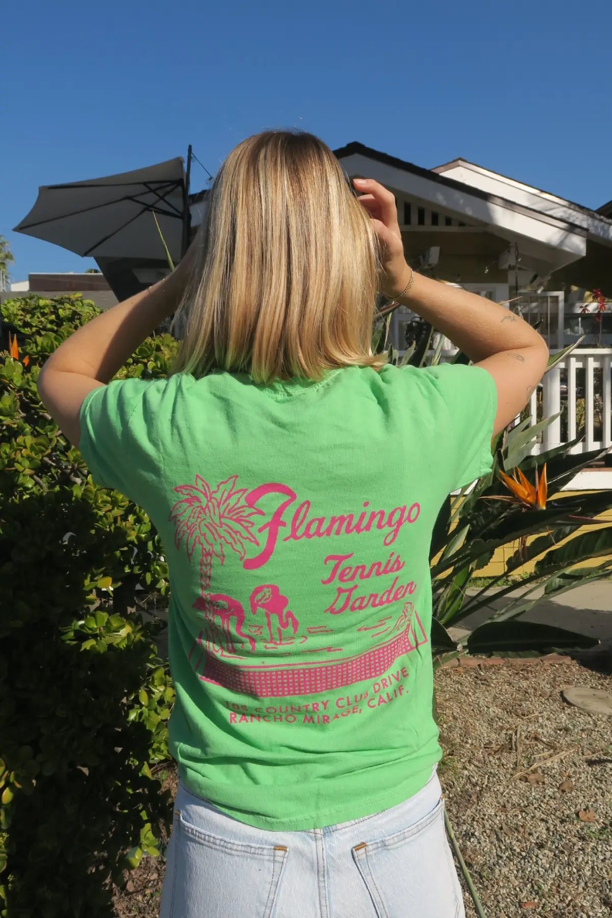 Flamingo Tennis Garden Tee (Large sold out. We have a handful left)