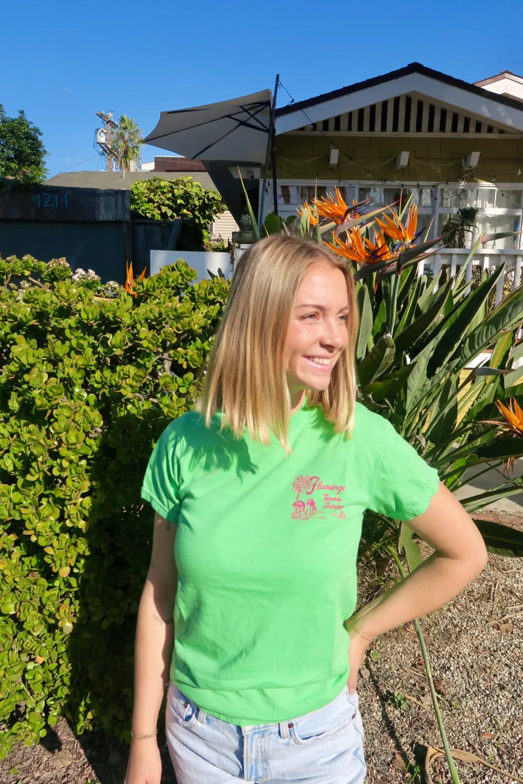 Flamingo Tennis Garden Tee (Large sold out. We have a handful left)