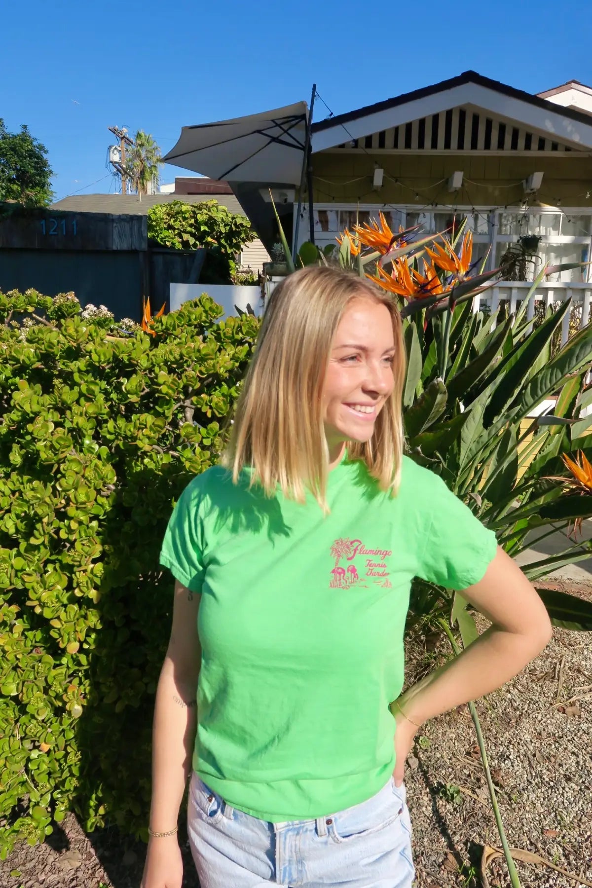 Flamingo Tennis Garden Tee (Large sold out. We have a handful left)