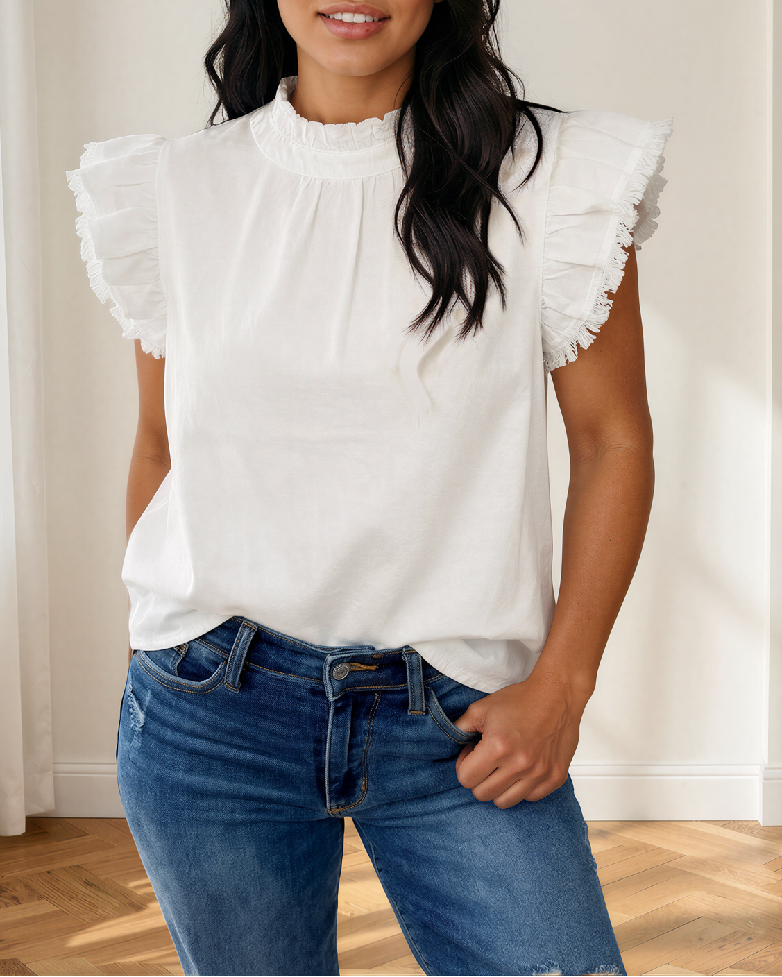 Logan Flutter Sleeve Denim Top